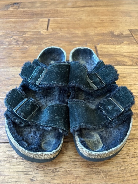 Birkenstock Arizona Shearling Sandals Black Suede Size 41 / Mens 8 main image 6